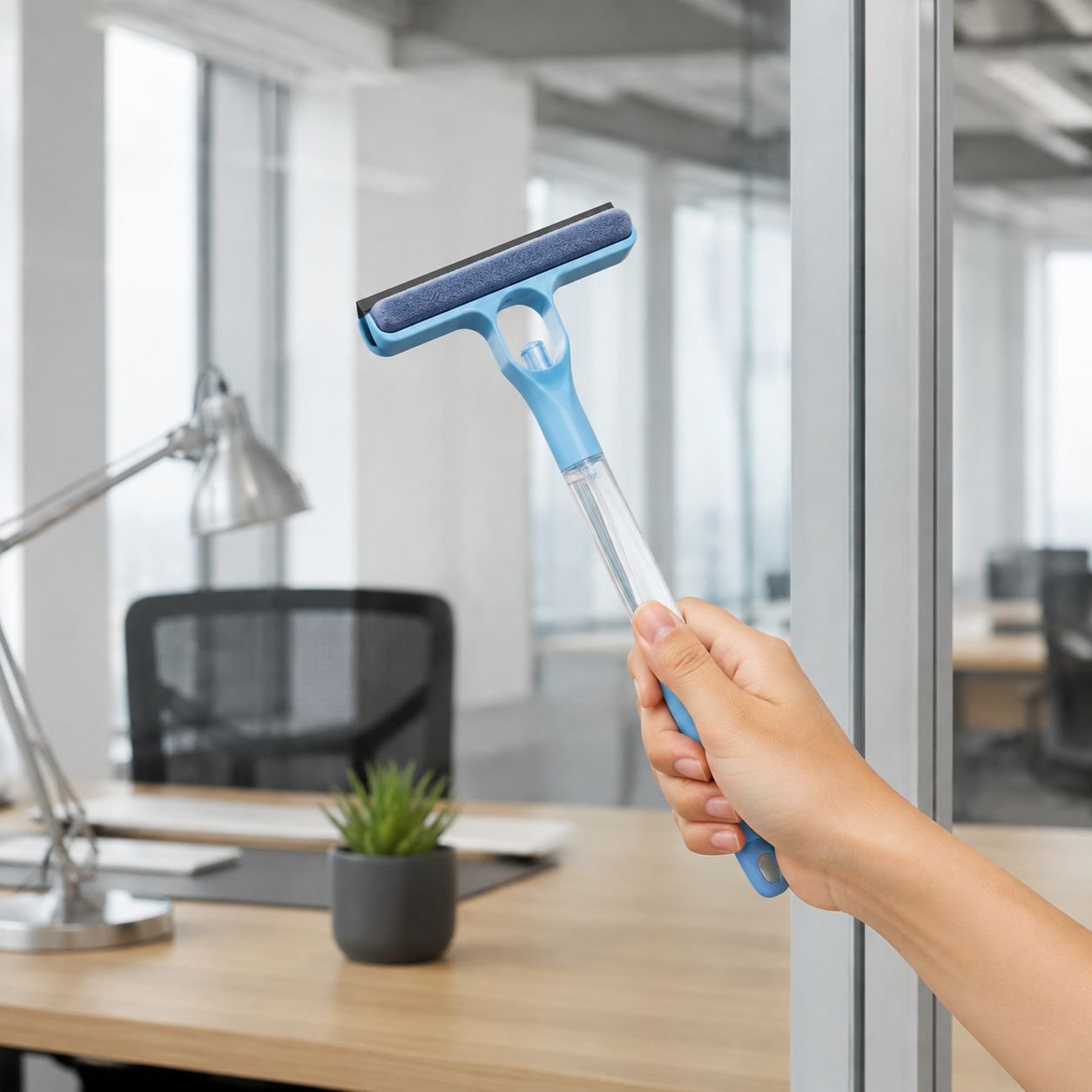 Mirror Cleaning Mop Scraper with Spray Bottle