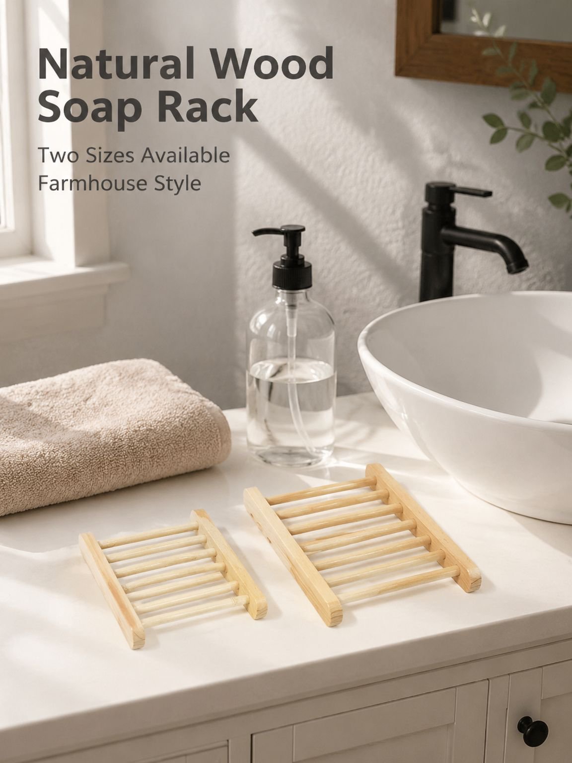Wooden soap rack for bathroom storage