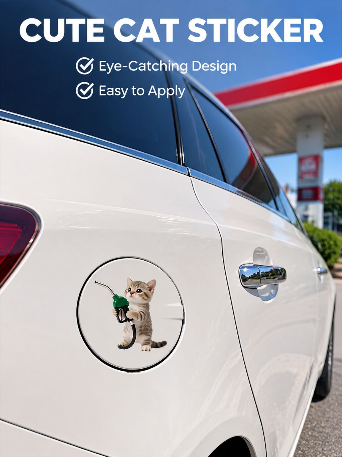 Adhesive stickers for the car fuel cap of cute little cats