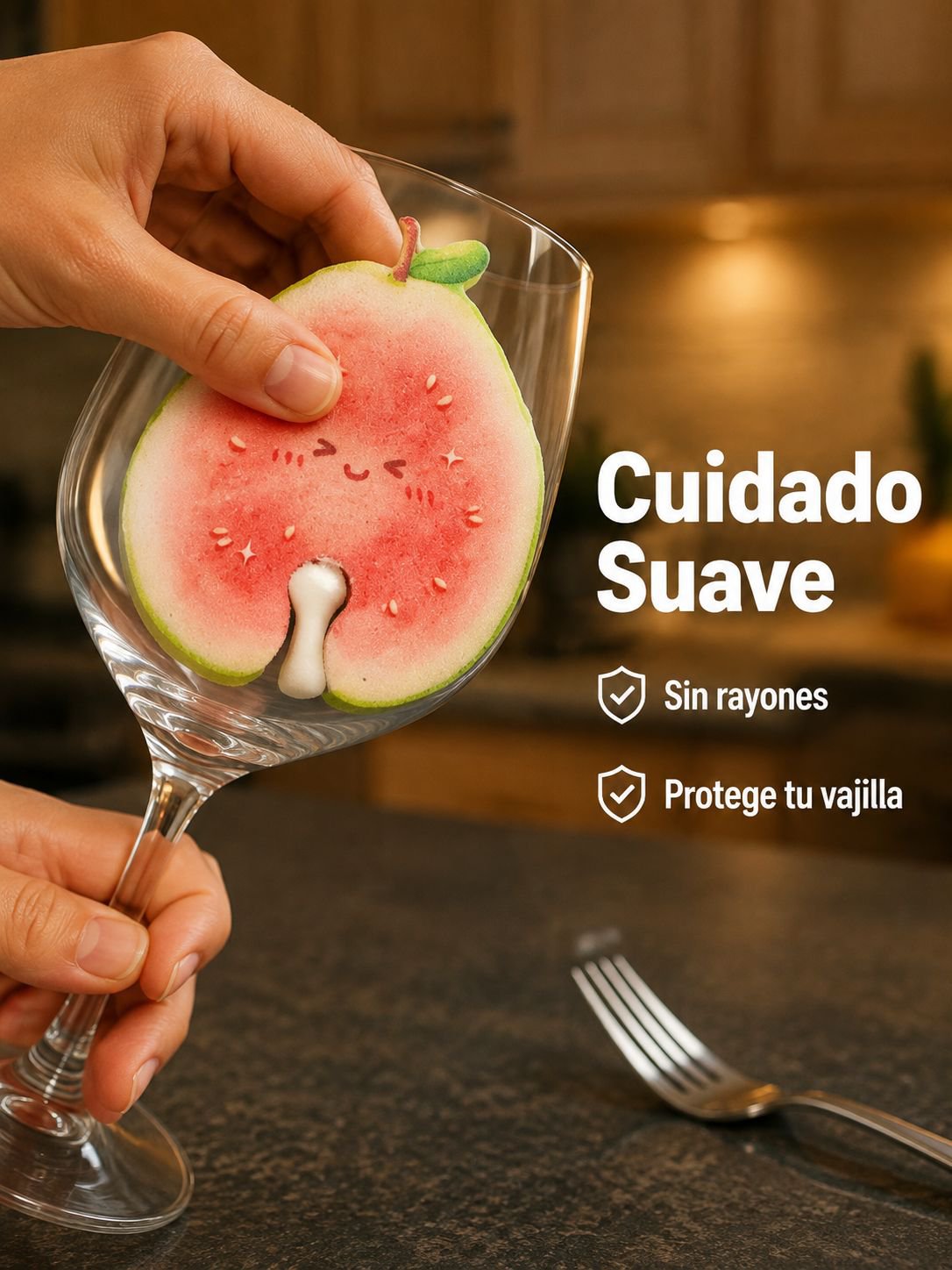 Bayeta de cocina de espuma de madera con diseño de fruta cartoon