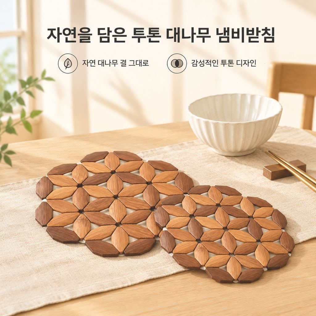 대나무 냄비받침 방열받침 내열 식탁 테이블매트 주방 뚝배기 받침