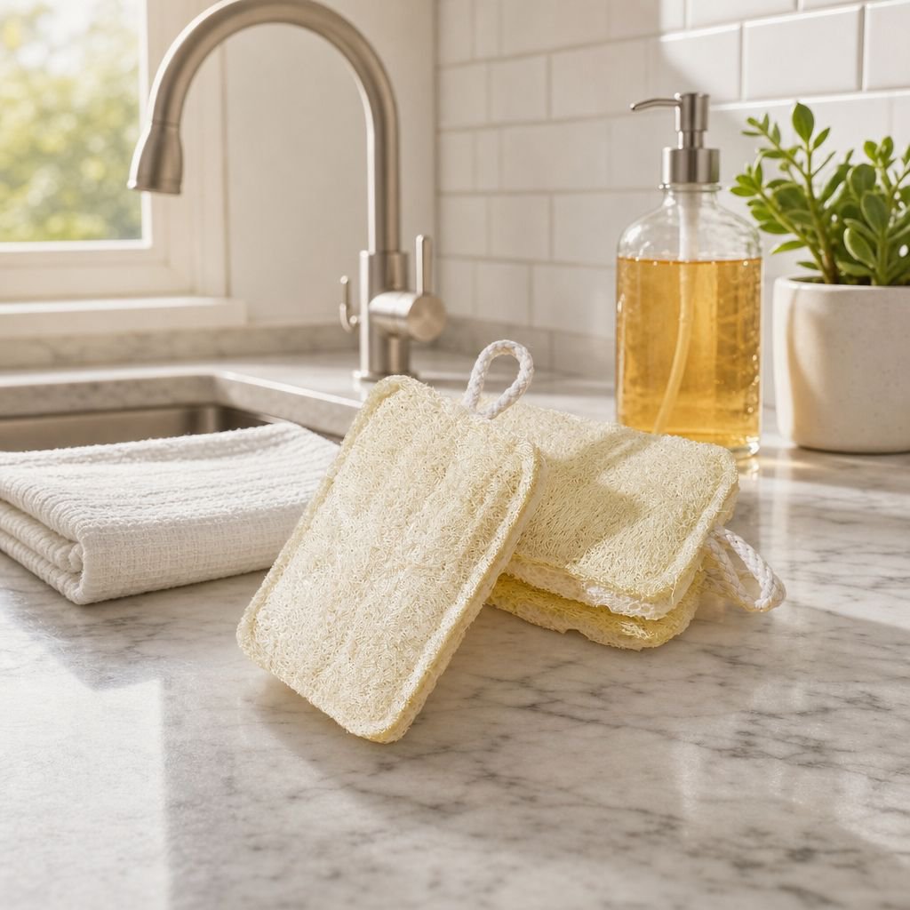 Natural Wood Pulp Cellulose & Loofah Sponge Scrubber