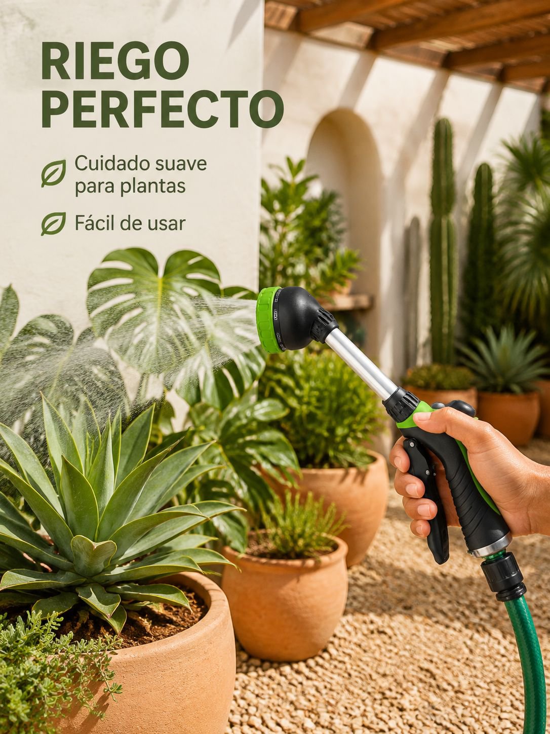 Pistola de riego multifuncional con boquilla ajustable