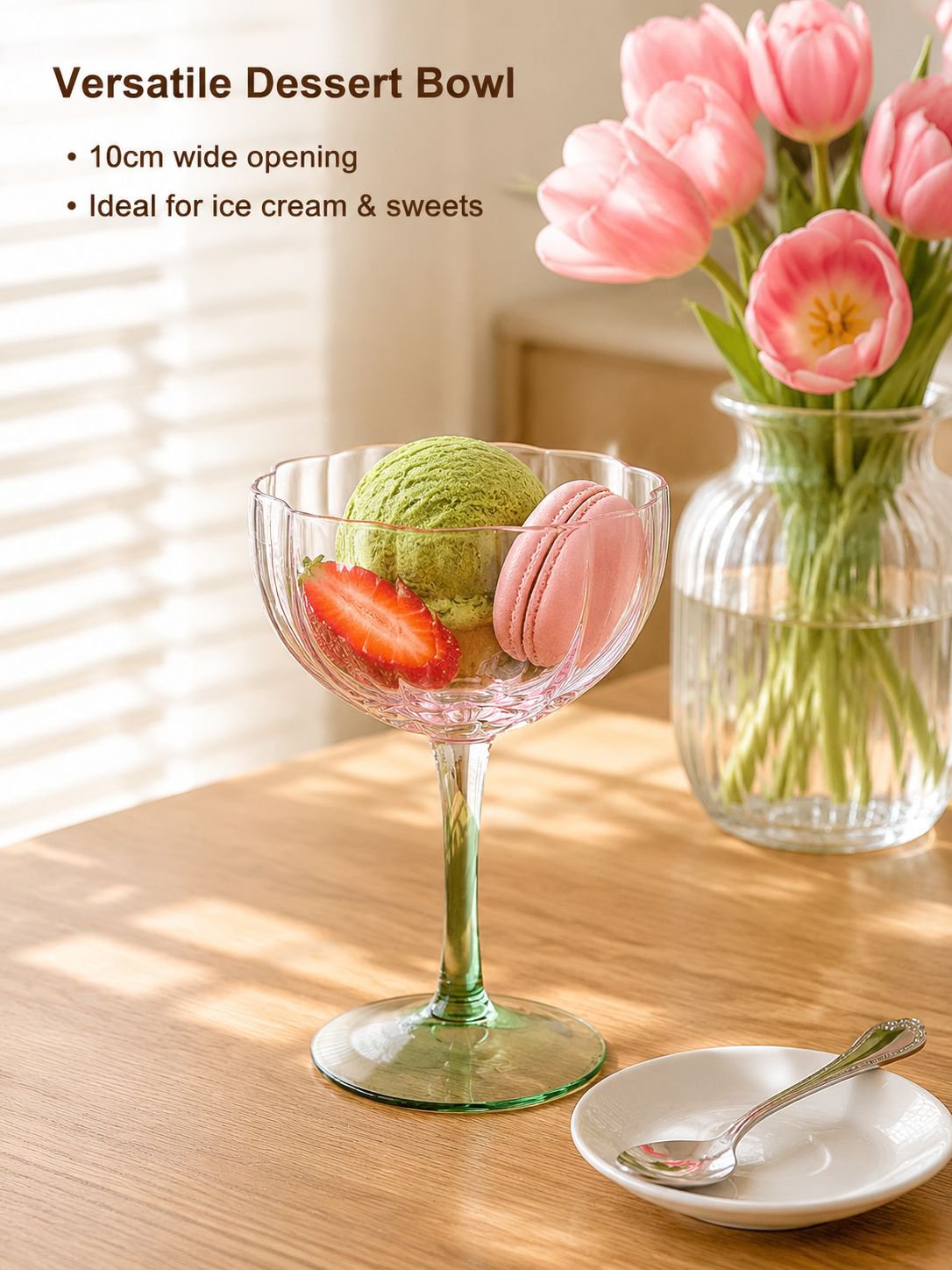 Crystal glass high footed red wine glass short petal champagne glass