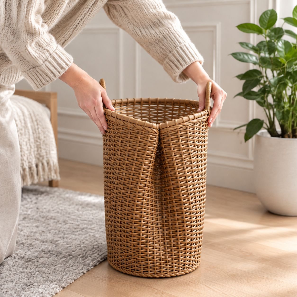Laundry basket with lid for home organization