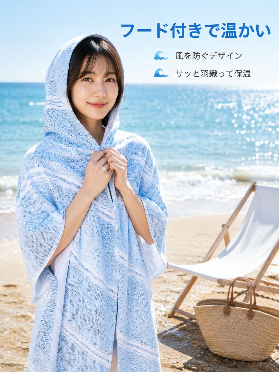 フード付きビーチタオル