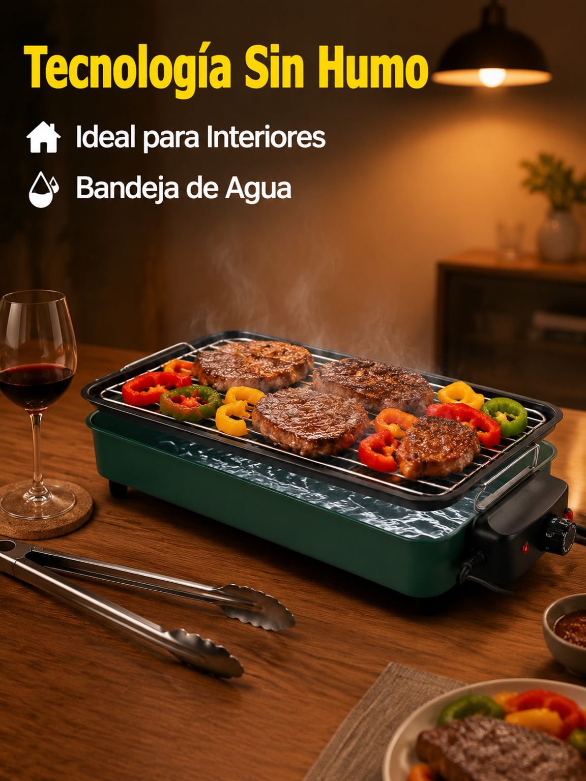 Multifunctional smokeless electric grill