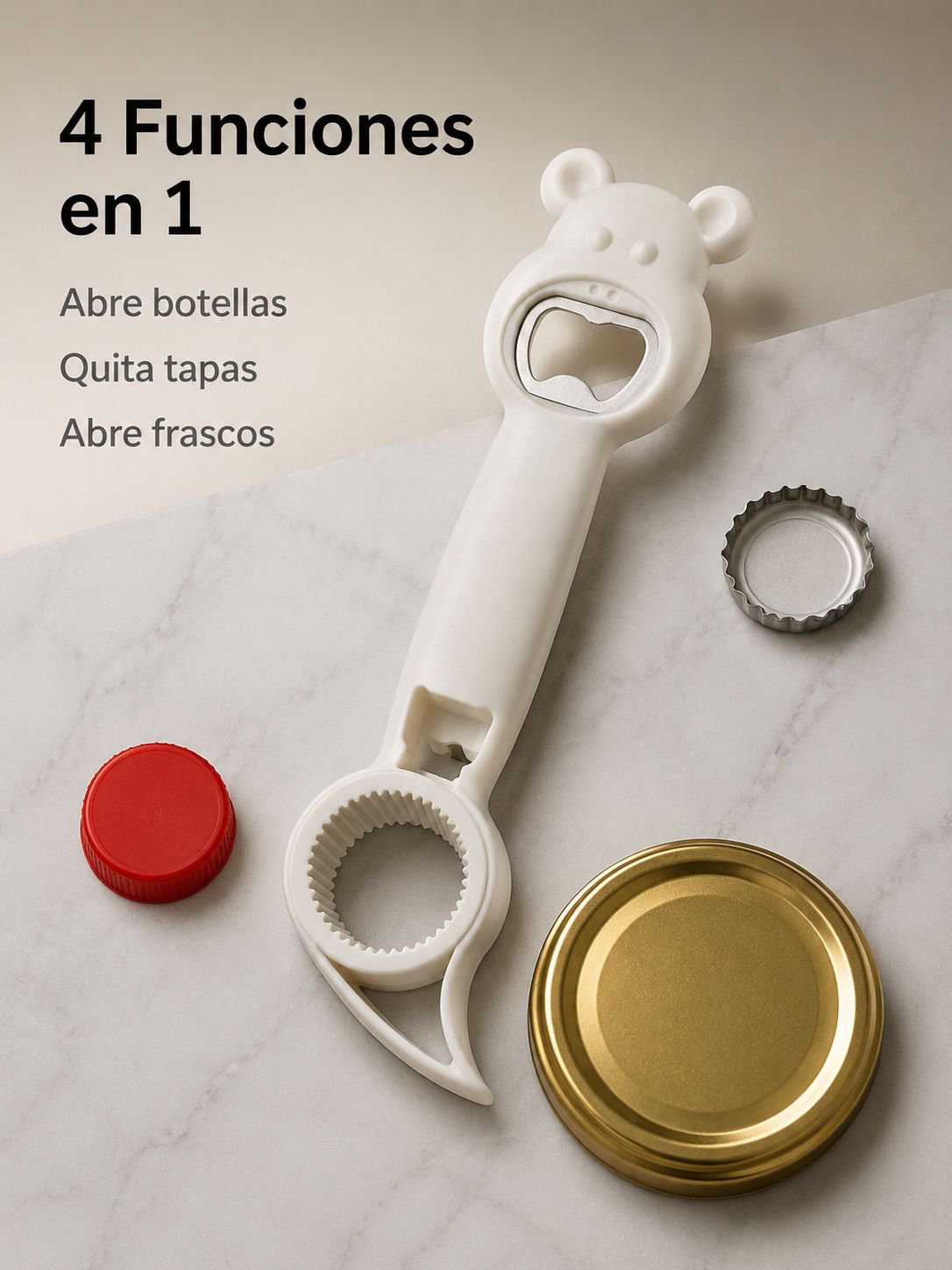 Abridor multipropósito de cuatro en uno