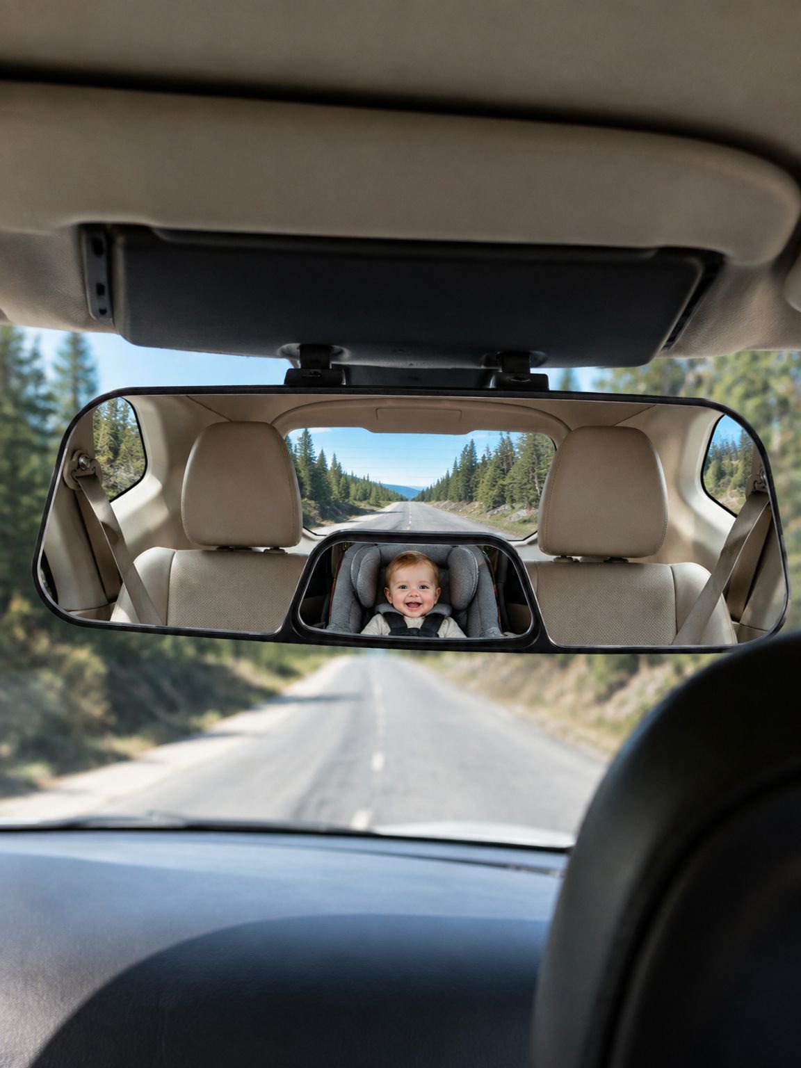 Car rearview mirror with wide field of view, car child observation mirror, rotatable car baby mirror