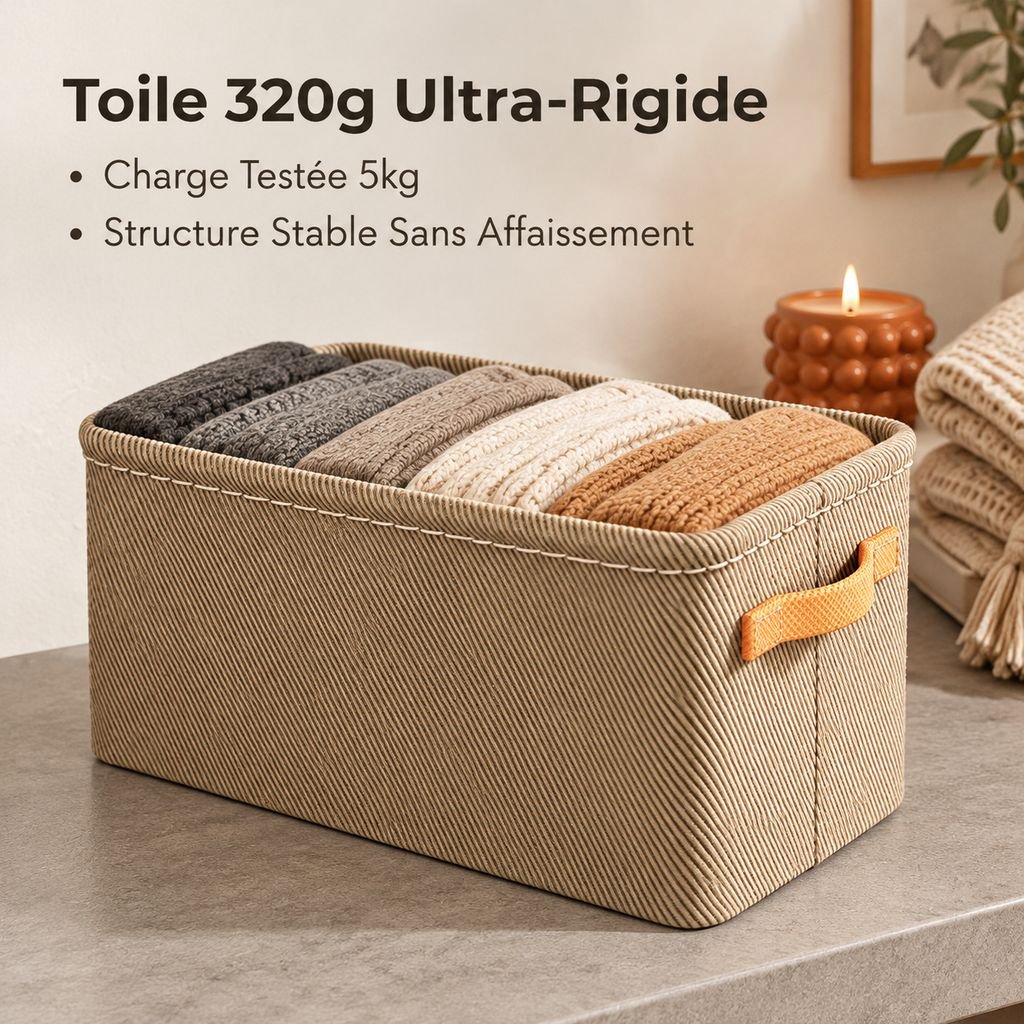 Panier Rangement Vêtements Tissu Épais Boîte Organisateur Dressing Penderie