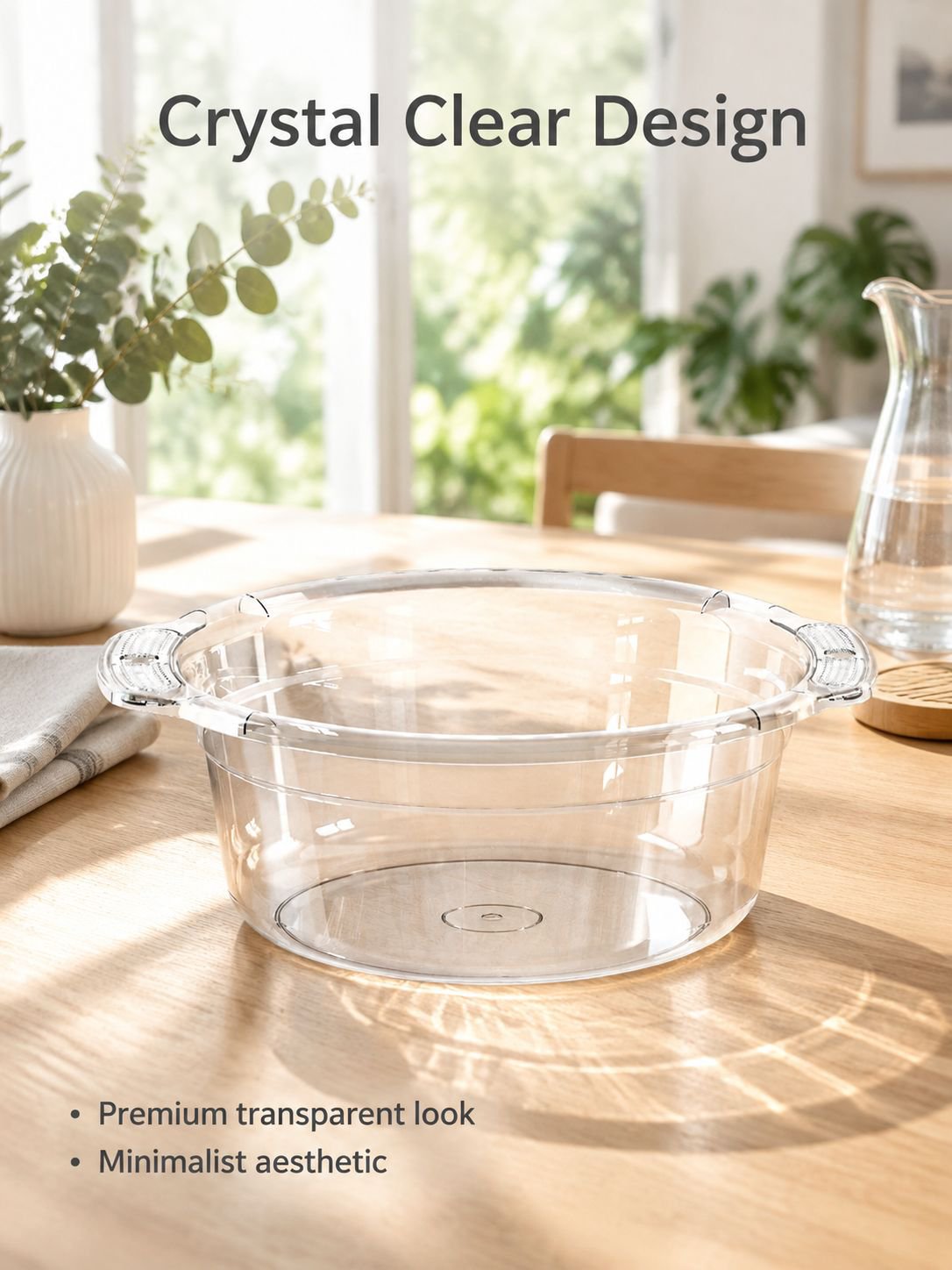 Close-up of the Household Thickened Transparent Wash Basin showing its durable structure