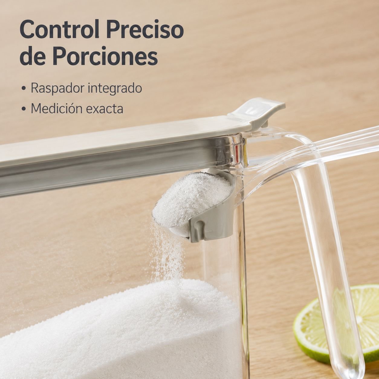 Recipiente japonés para especias con diseño transparente y asa