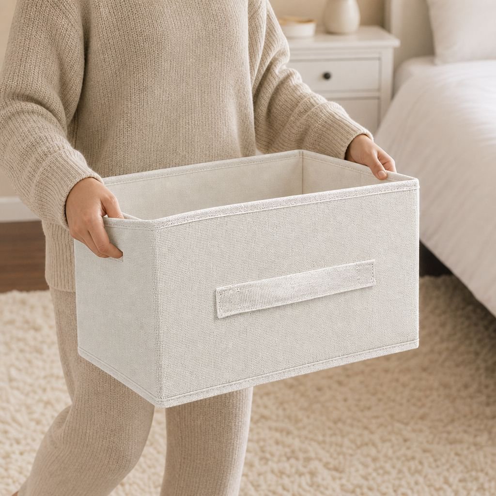 Durable cotton storage container with lid