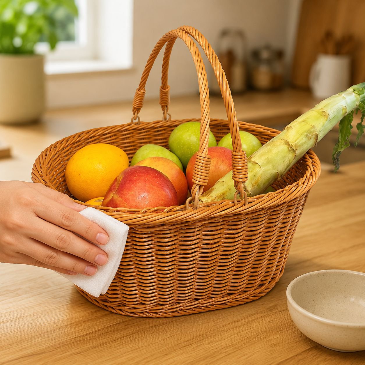 Panier de rangement ovale en rotin synthétique
