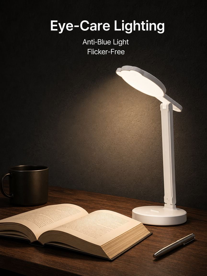 Folding eye-protection desk lamp