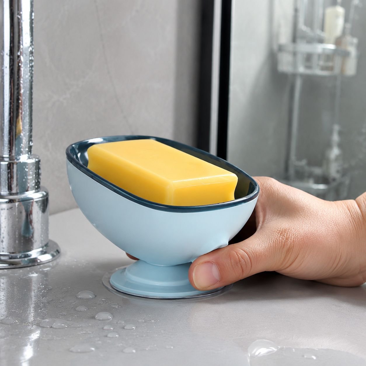 Wall mounted soap dish with strong suction cup