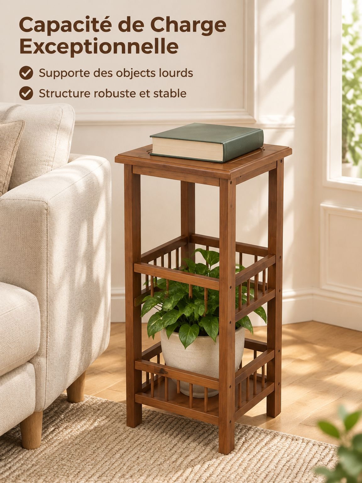 Bout de canapé avec espace de rangement ouvert