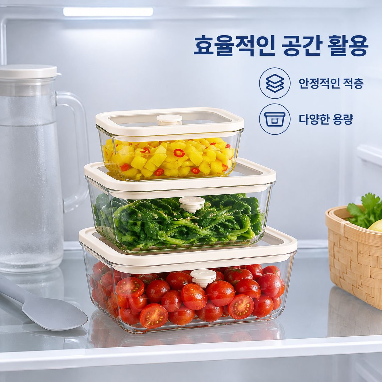 피클 및 김치 전용 유리 용기