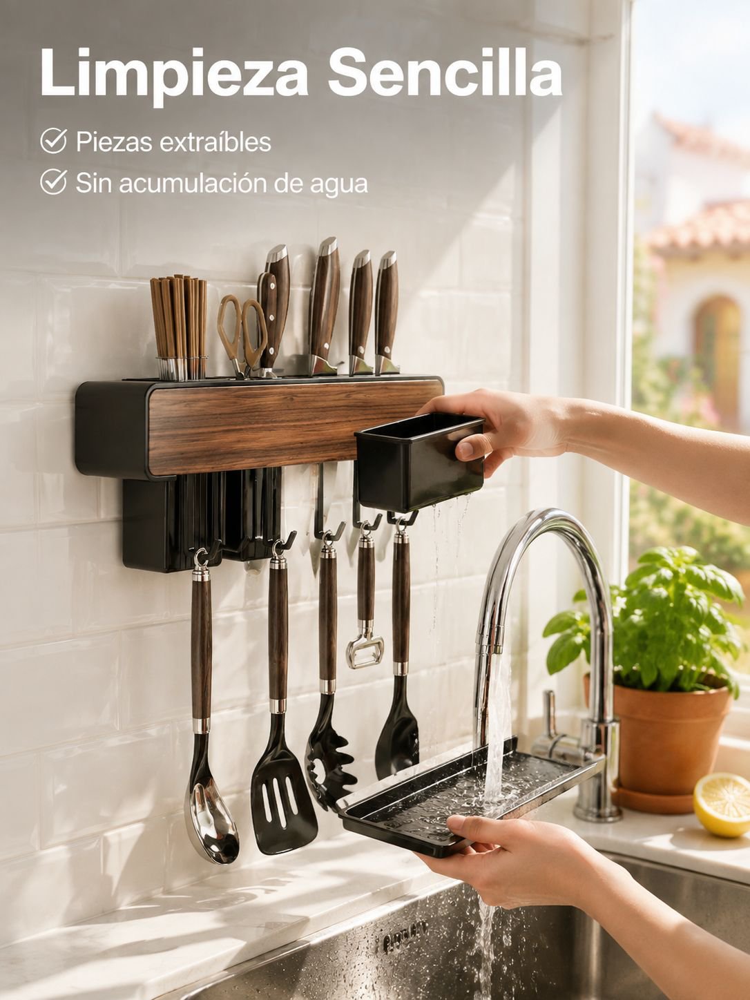 Escurridor multifuncional para fregadero