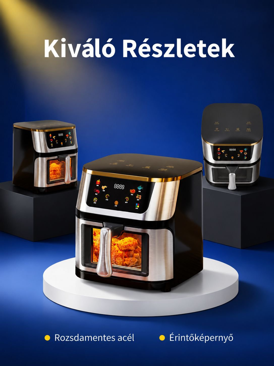 Energiatakarékos, gyors sütés rozsdamentes acél légsütővel