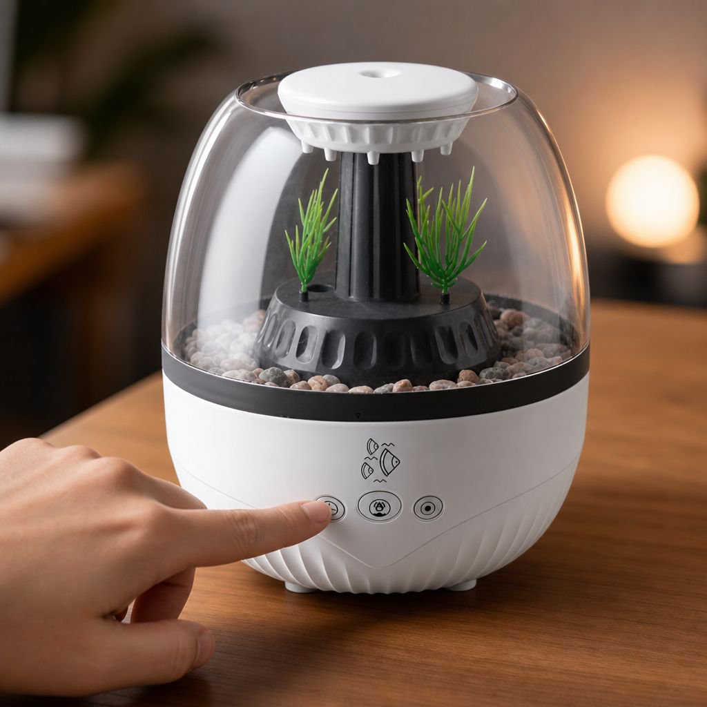 Silent Fish Tank Aroma Diffuser with Seven-Color Light, Home Timed Humidifier