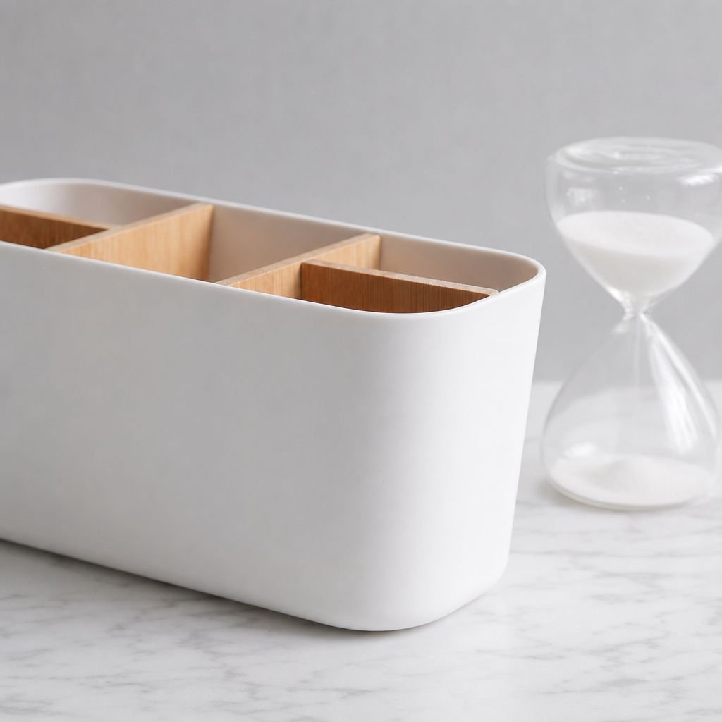 Elegant bamboo box for organizing office supplies