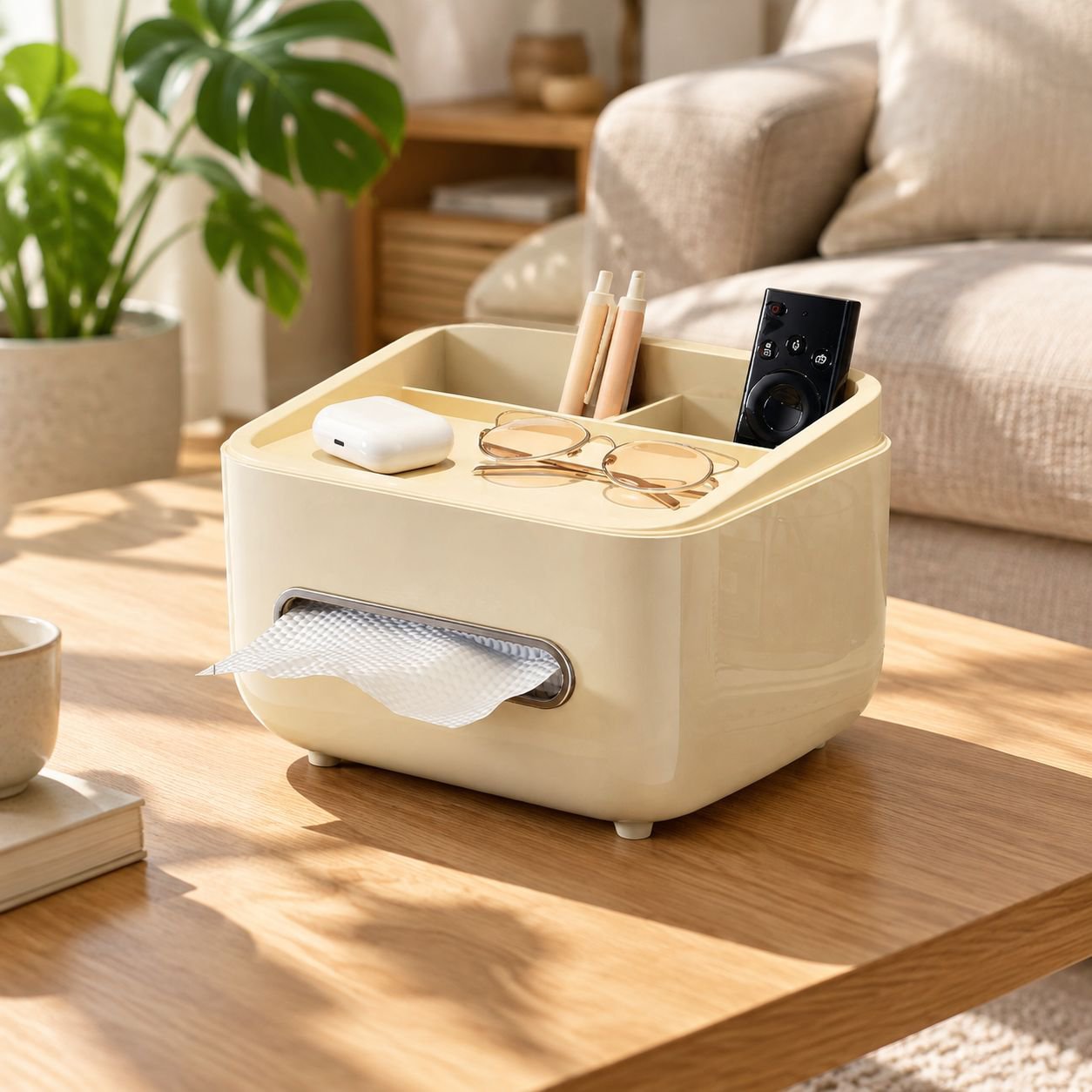 多機能リモコン収納付きティッシュケース