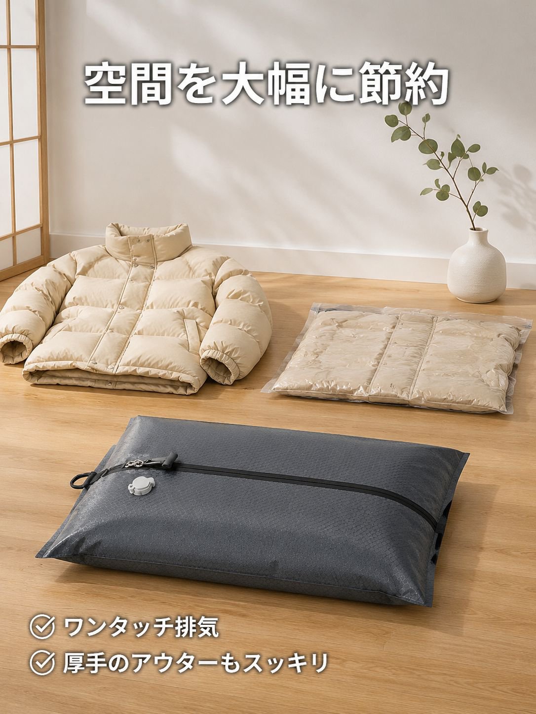 携帯用圧縮袋 旅行収納グッズ