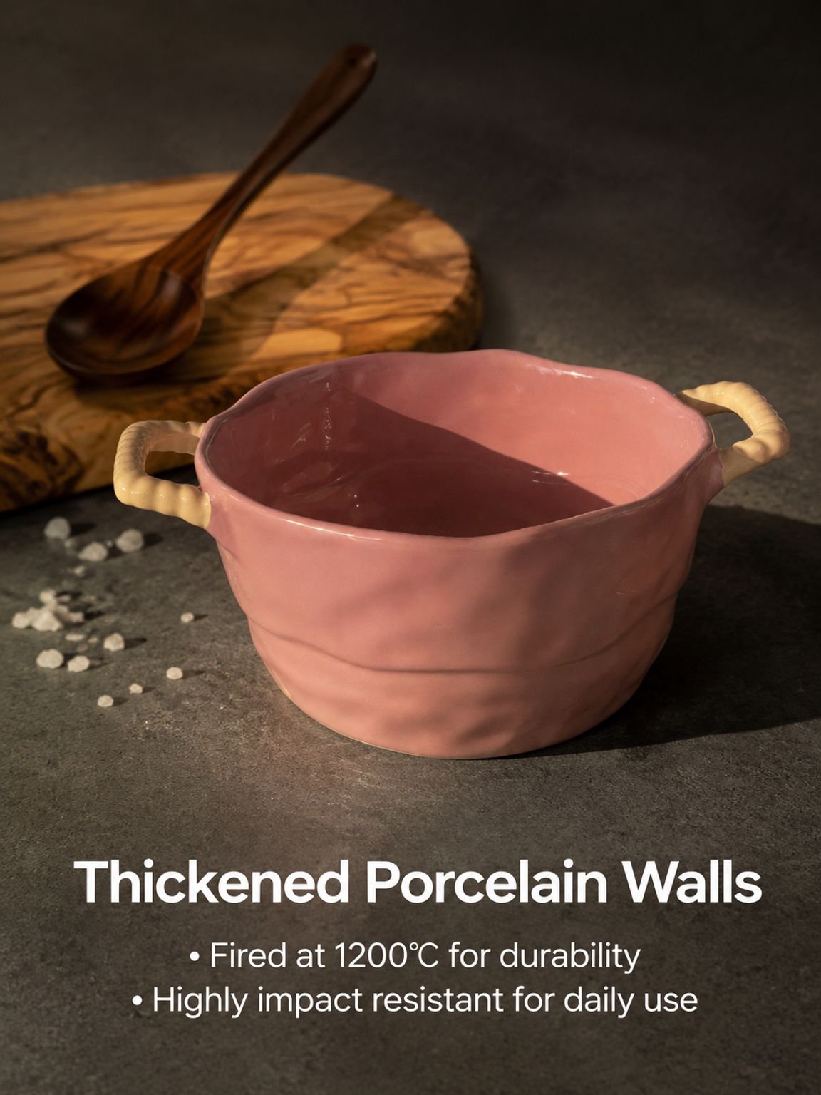 Spacious noodle serving bowl made from ceramic