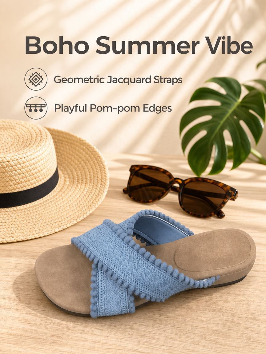 Woven Cross-Over Slippers for Women, Stylish Bohemian Beach Sandals