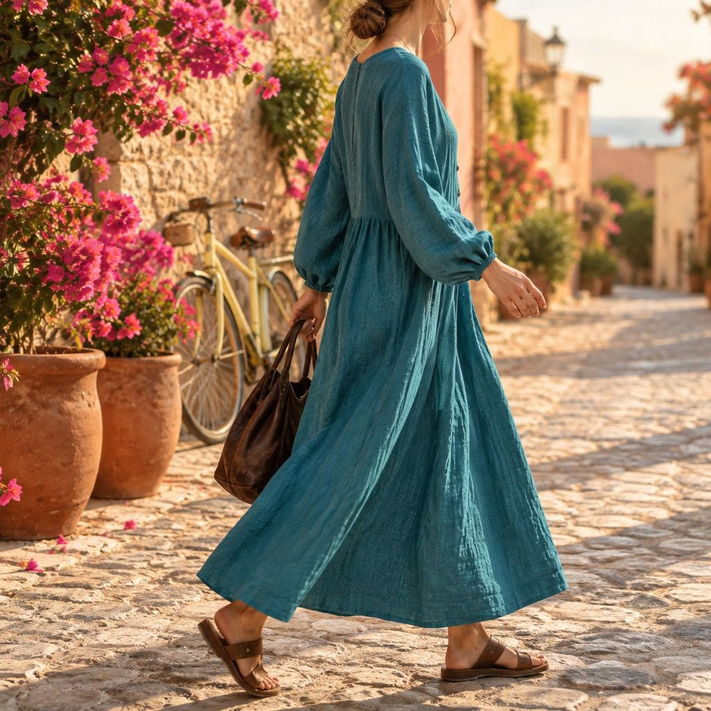 Figure-Flattering Pleated Dress