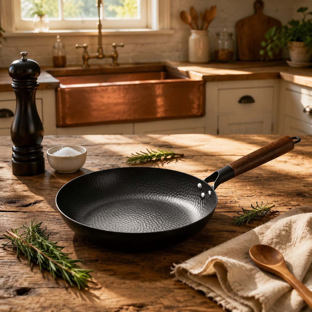 Uncoated Hammered Frying Pan