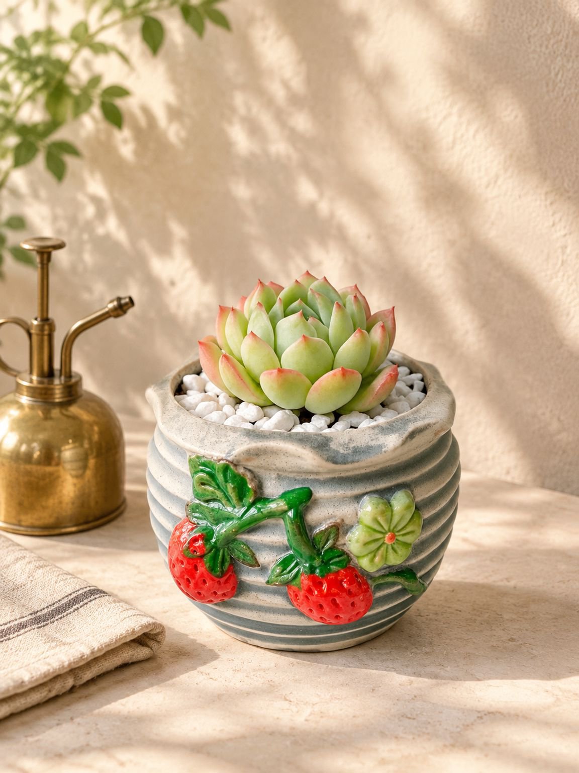 Petits pots d'intérieur avec pot en céramique