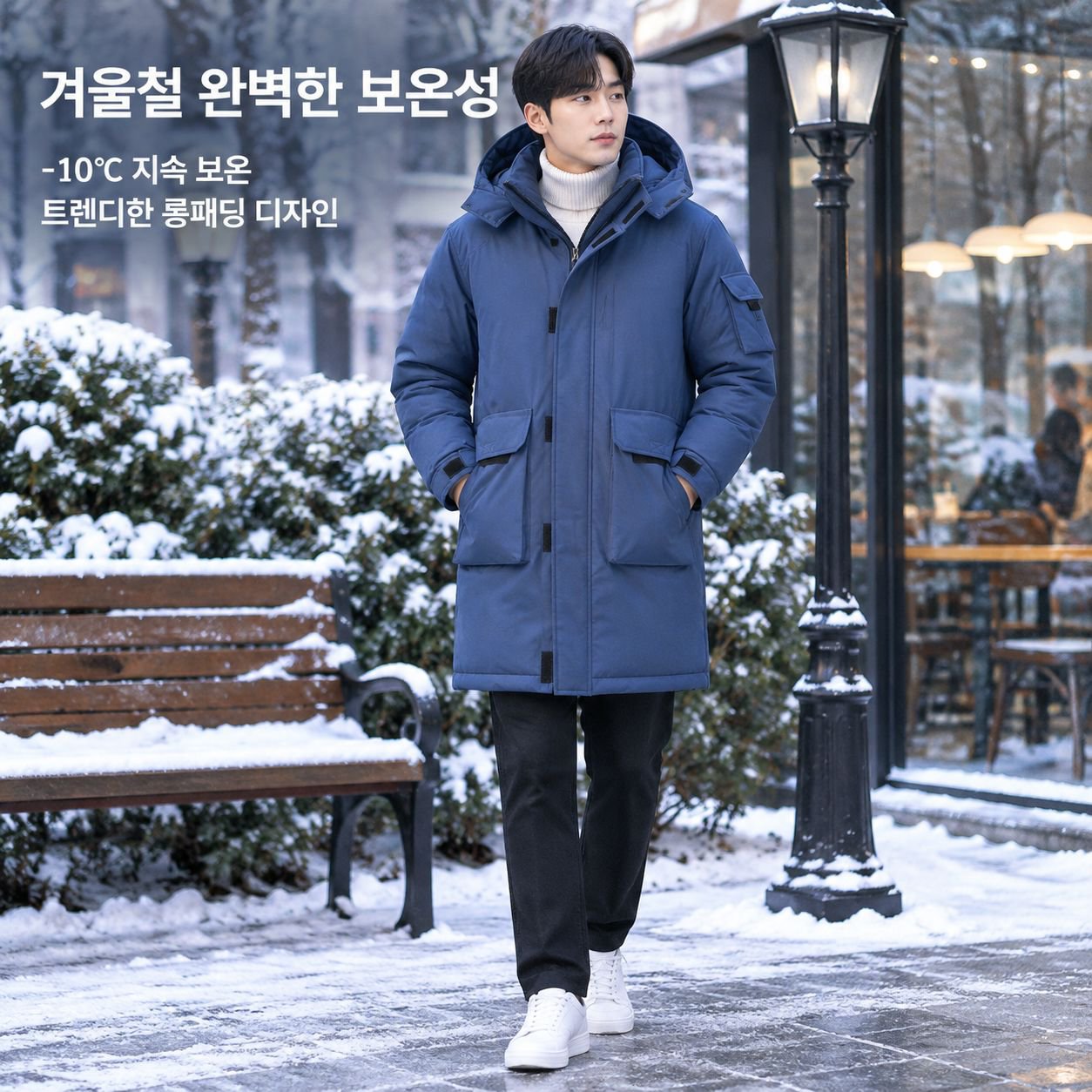 남성 겨울 후드 롱 패딩 점퍼 방한 보온 캐주얼 돕바 자켓