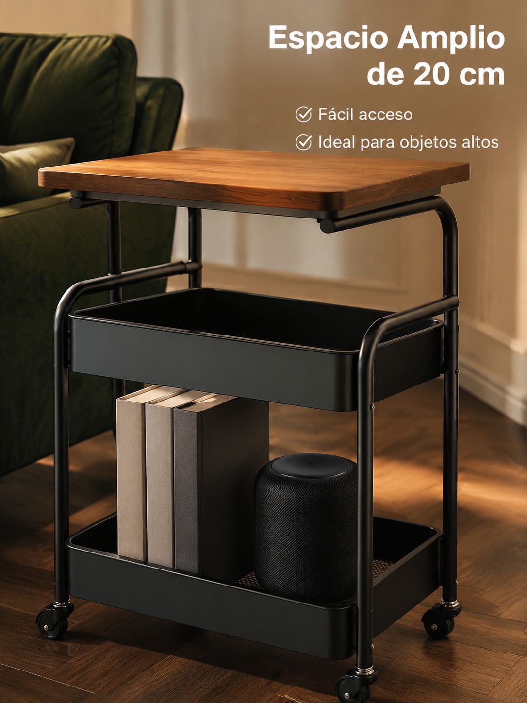 Mesa auxiliar funcional para sala de estar