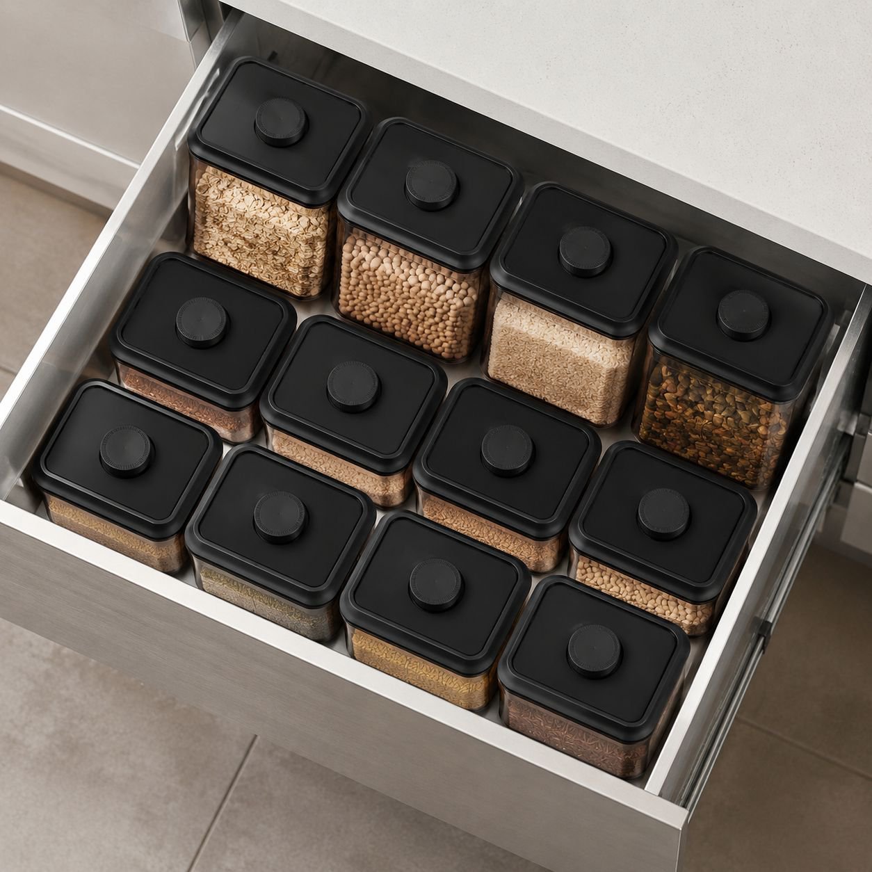 Stackable kitchen airtight jars for space saving