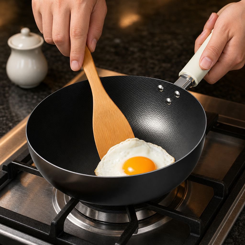 Uncoated Household Iron Deep Frying Pan