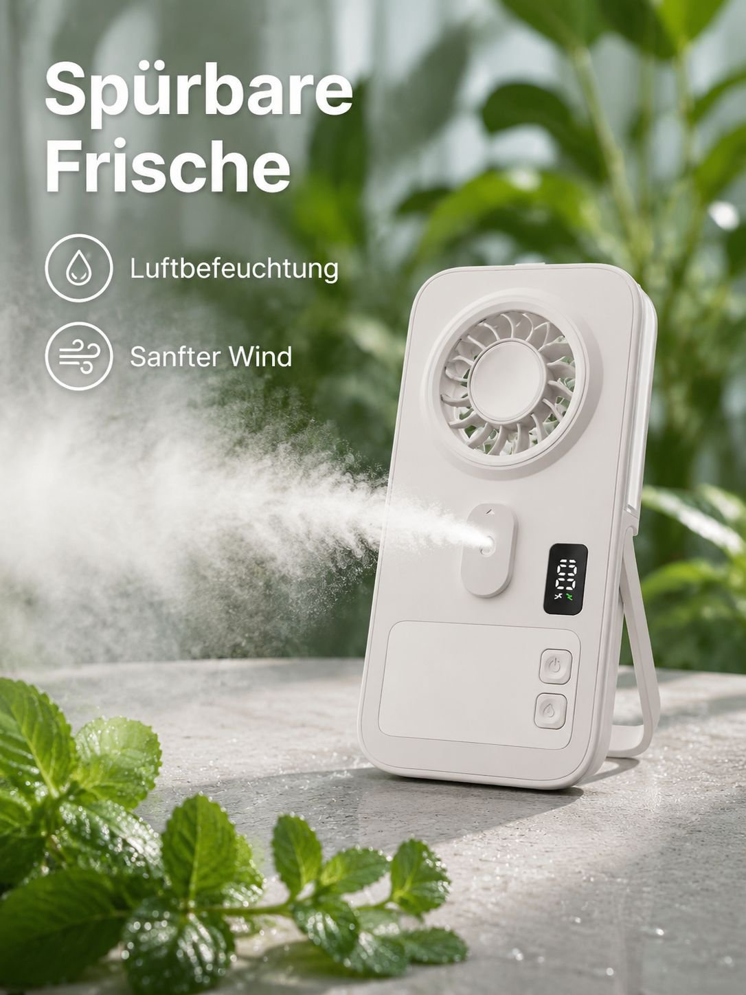 Tragbarer Mini-Sprühventilator mit USB-Aufladung, kleiner Luftkühler