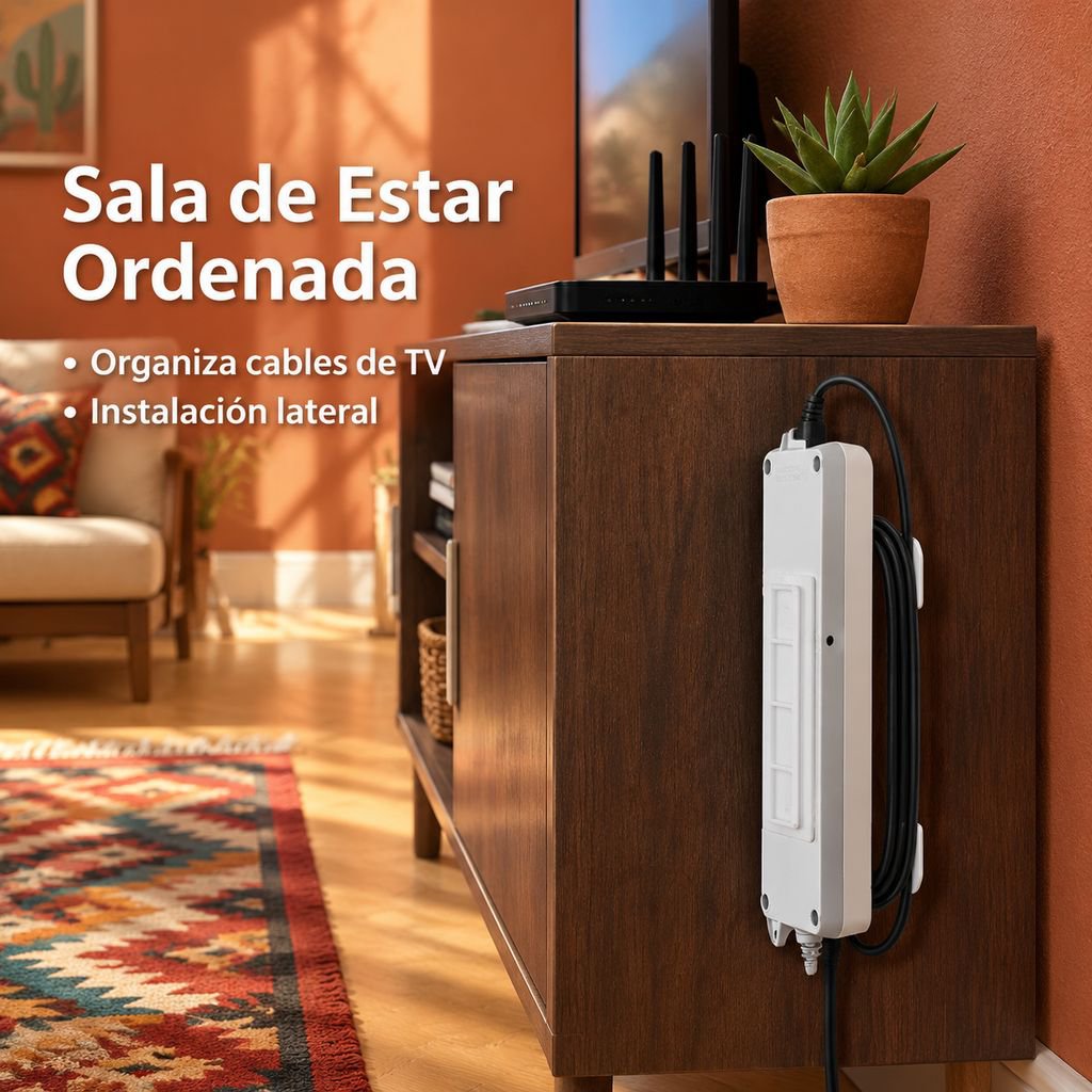 Soporte de Pared Giratorio para Regleta Multicontacto con Enrollador de Cable