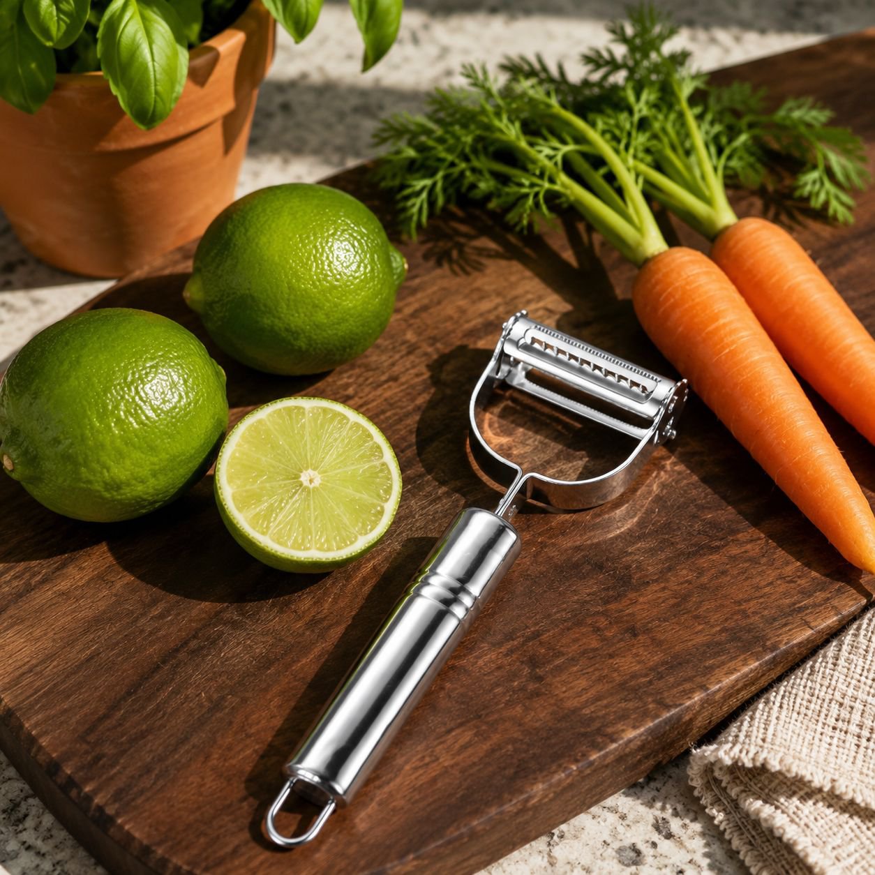 Utensilios de cocina de acero inoxidable para salas de estar y hogares - Pelador de frutas