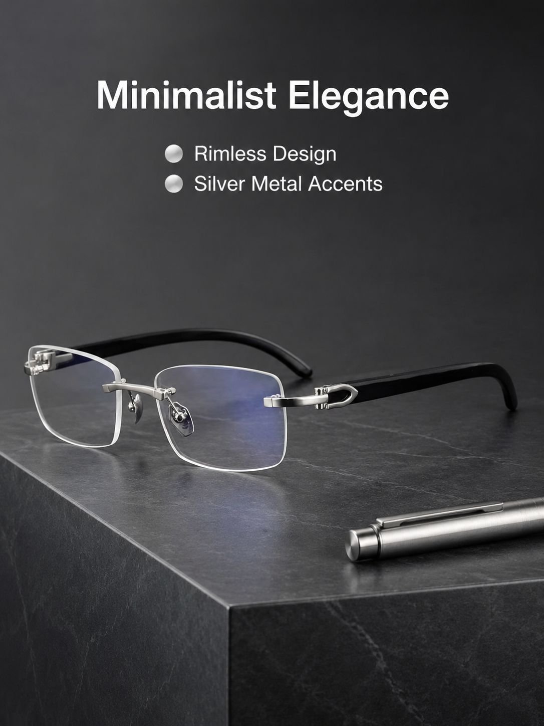 Rimless Horn Arm Anti-Fatigue Reading Glasses