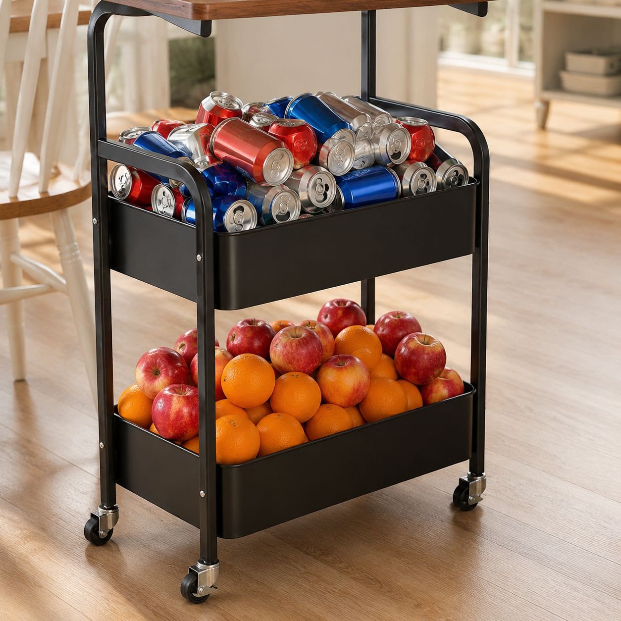 Portable storage trolley for bedroom organization