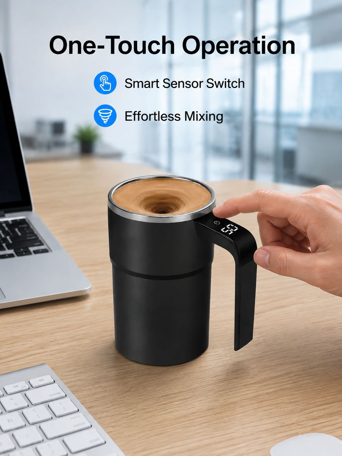 Intelligent temperature measurement magnetic automatic stirring cup