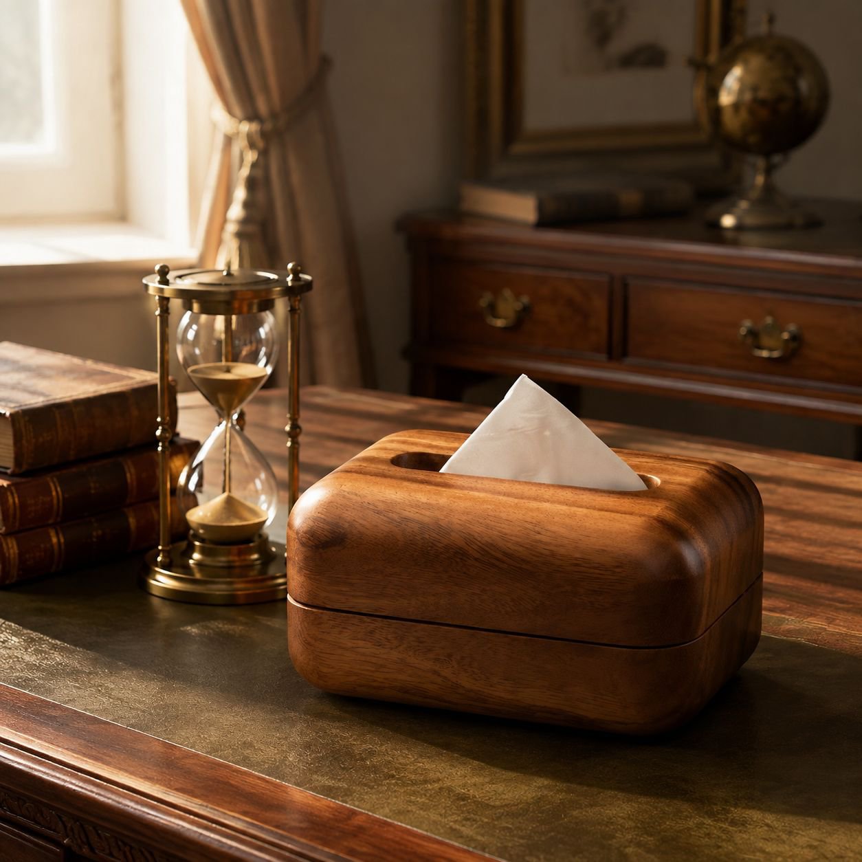 Elegant wooden tissue box for coffee table