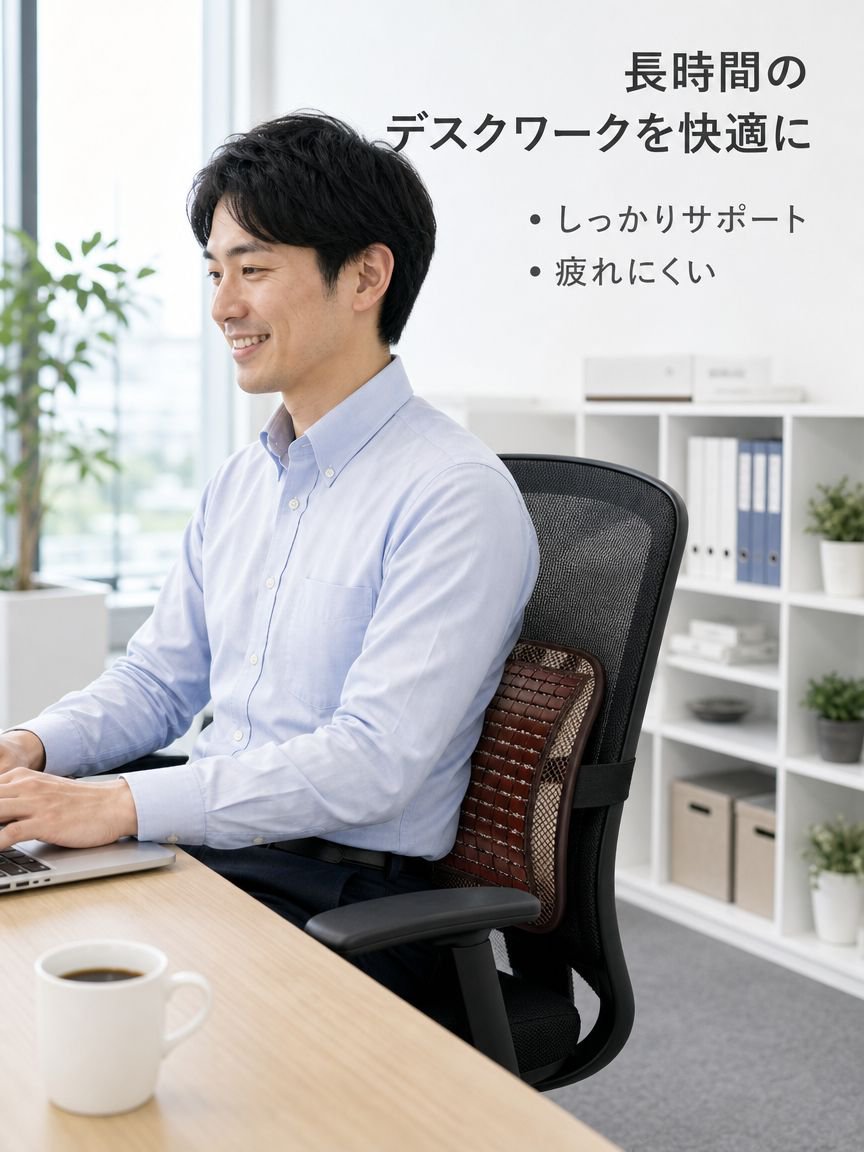 夏用竹製ランバーサポート。通気性の良いメッシュ素材を使用し、家庭、オフィス、車、麻雀マットなど様々な場所で使用できます。