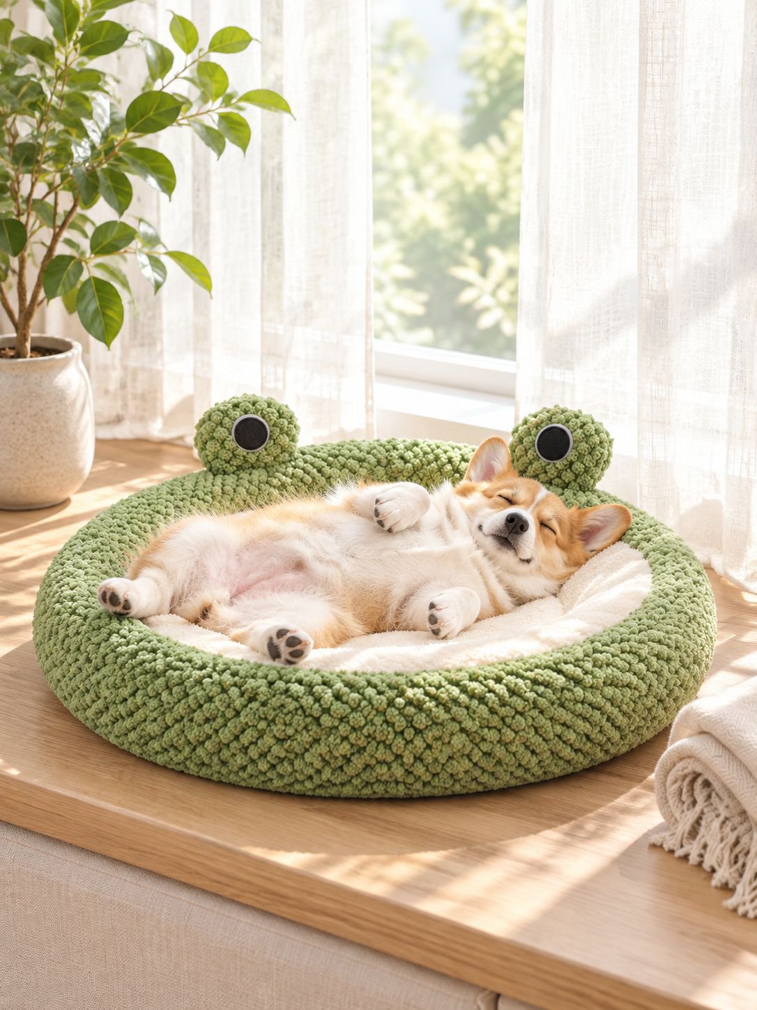 Froschförmiges Katzen- und Hundebett