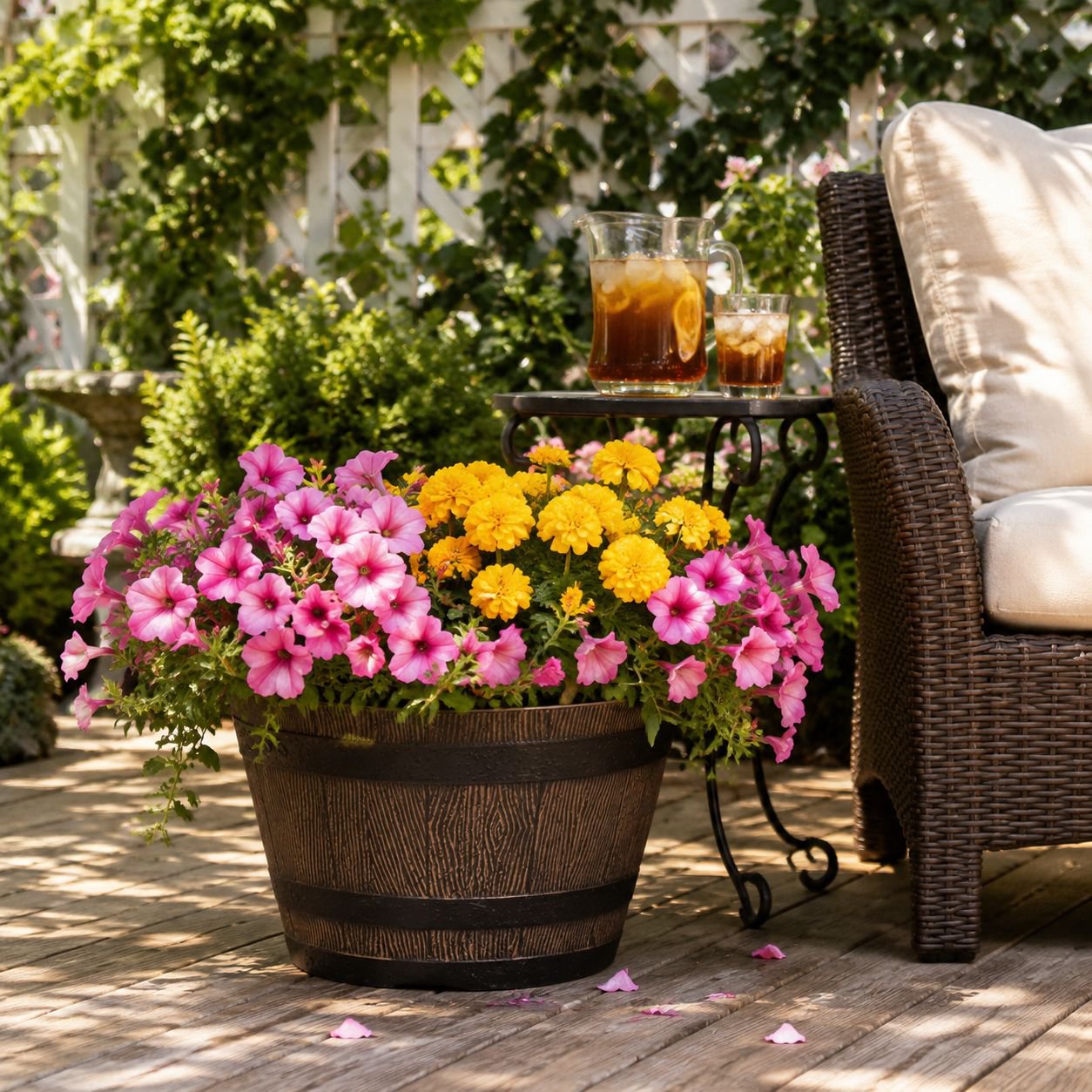 Thickened Wooden Barrel Planter