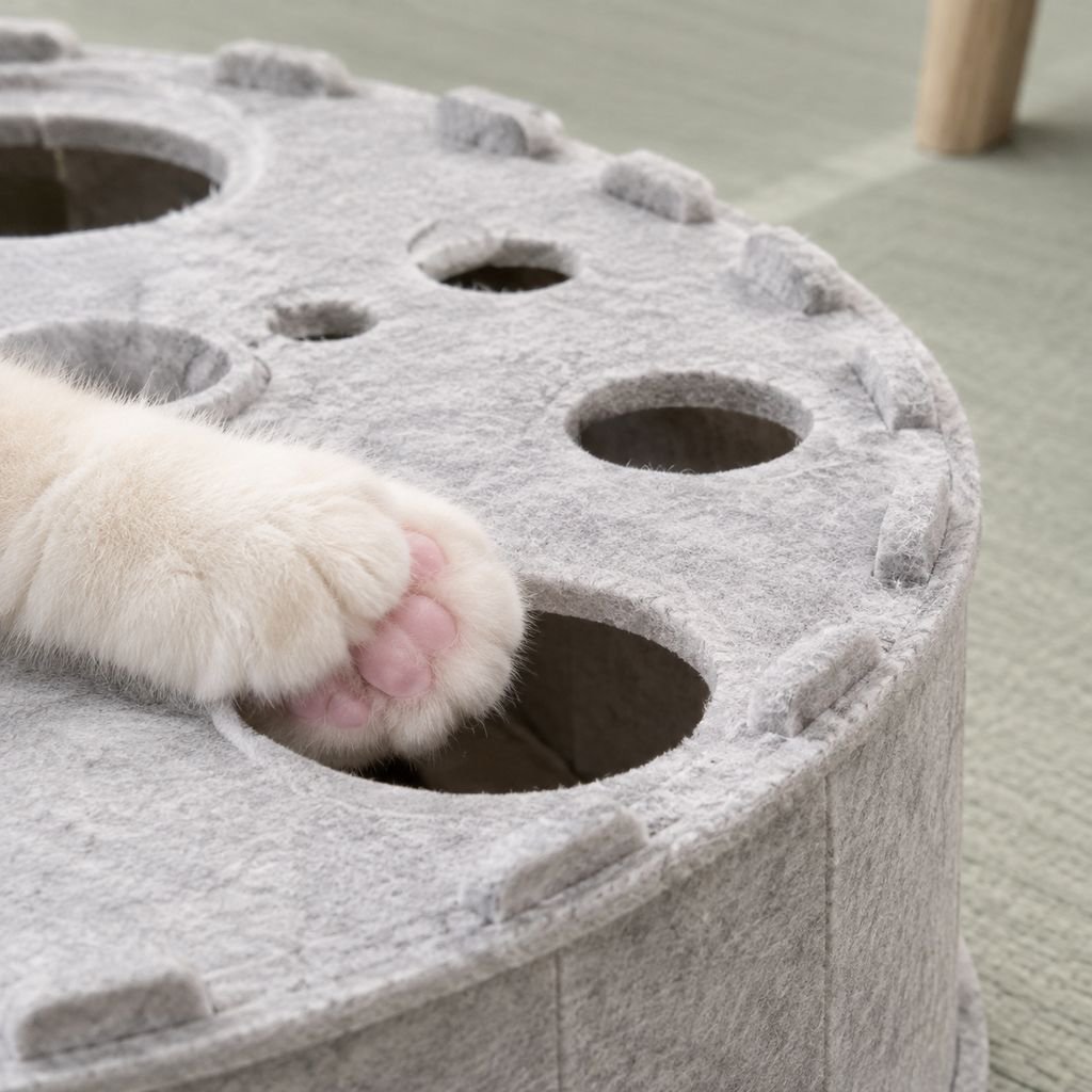 トンネル迷路で遊べる猫用おもちゃハウス