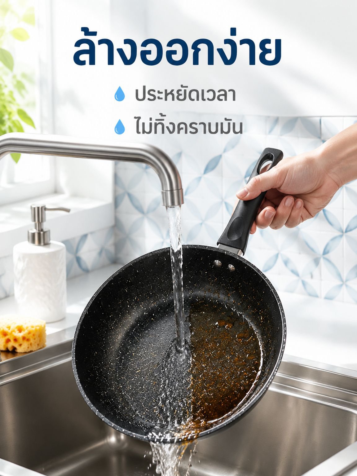 กระทะหินทางการแพทย์แบบไม่ติด กระทะทอดควันน้อยพิเศษ