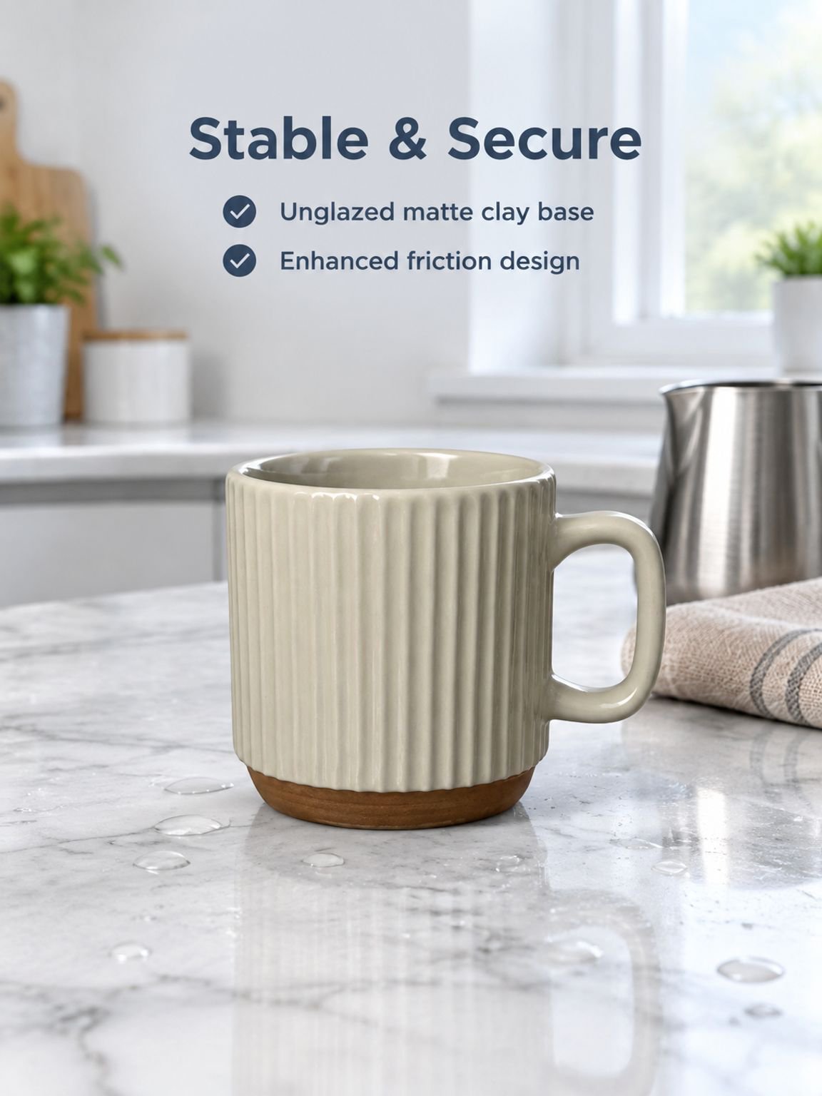 Creative ceramic mug with retro vertical stripes